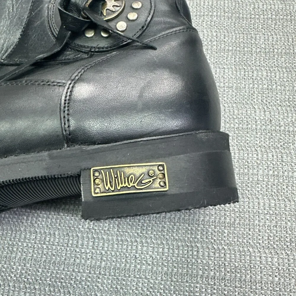 Harley Davidson Boots 10.5 D‎ Willie G Western Black Leather Biker Moto Grunge *